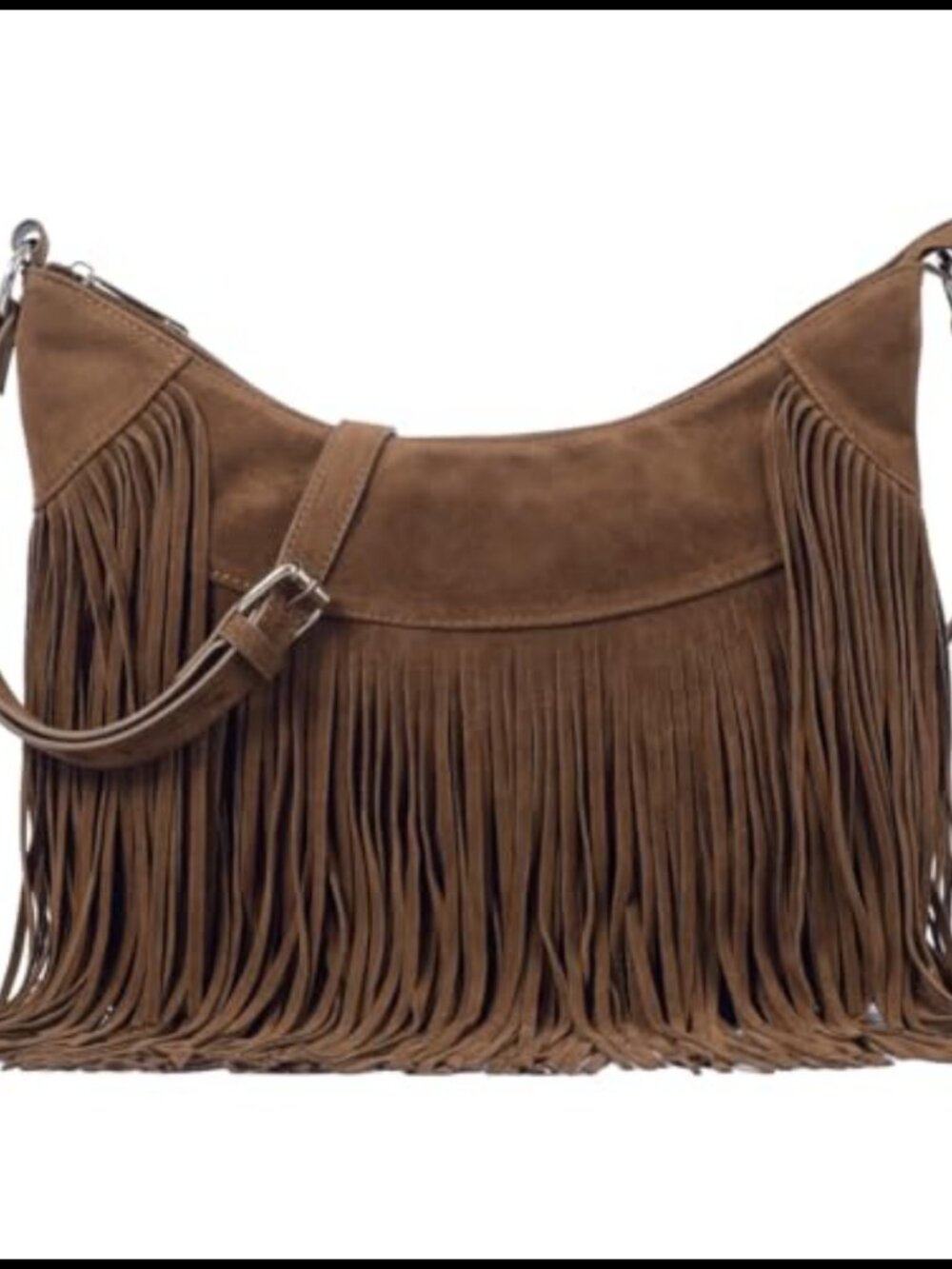 Suede Fringe Hobo Bag Boho Western Crossbody Purse for Women